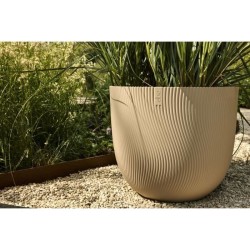 ELHO Pot de fleurs Sereh Rond 30 - Beige - Ø 29.5 x H 25 cm - 100% re