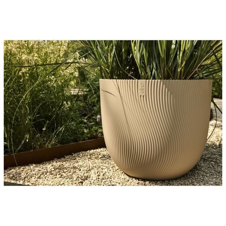 ELHO Pot de fleurs Sereh Rond 47 - Beige - Ø 47 x H 40 cm - 100% recyclé