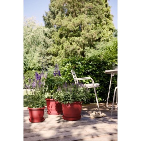 ELHO Pot de fleurs Amiga Rond 25 - Rouge - Ø 24.5 x H 18 cm - Extérieur - 100% recyclé