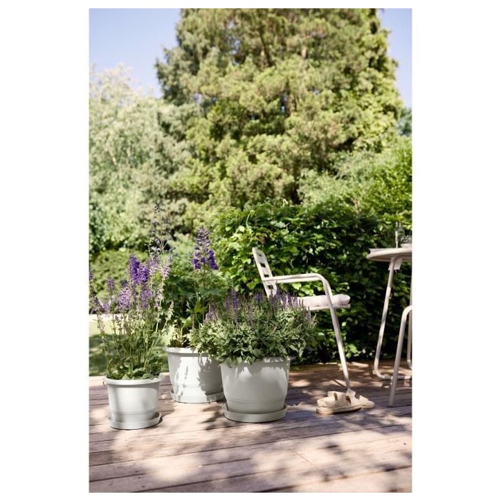 ELHO Pot de fleurs Amiga Rond 30 - Blanc - Ø 29.5 x H 22 cm - Extérieur - 100% recyclé