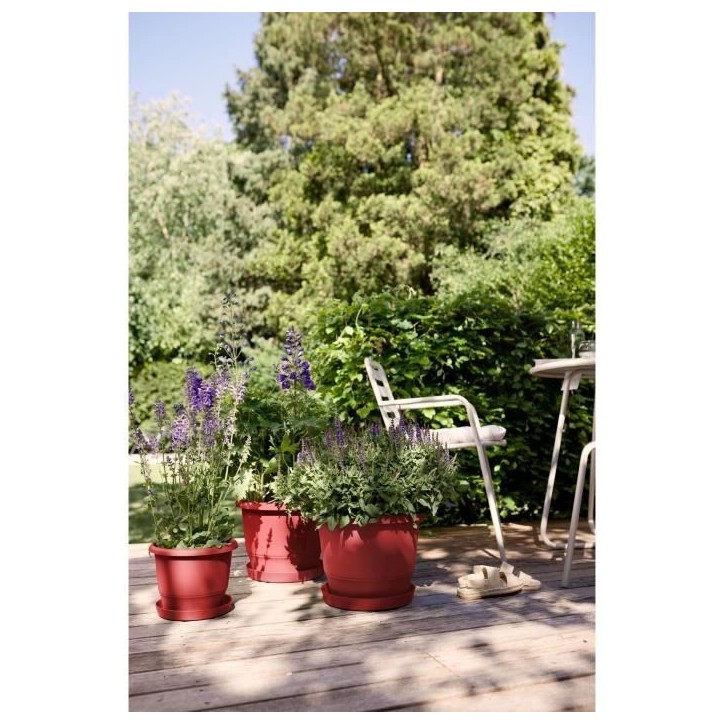 ELHO Pot de fleurs Amiga Rond 40 - Rouge - Ø 39 x H 29 cm - Extérieur - 100% recyclé