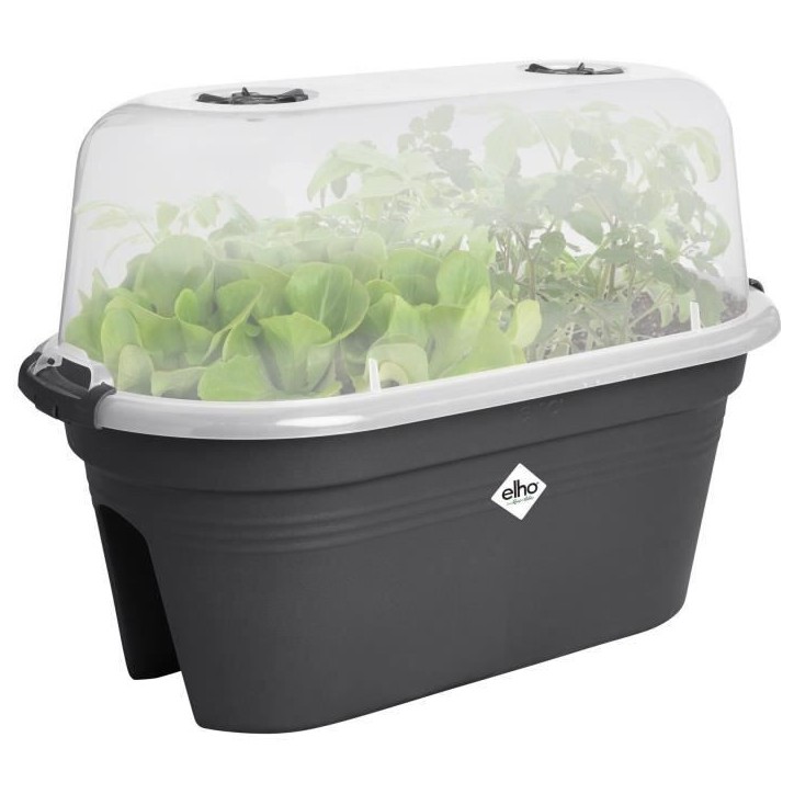 ELHO Balconniere GB Set De Cult - L 55 x B 28.5 x H 25 cm - Living Noir - 100% recyclé