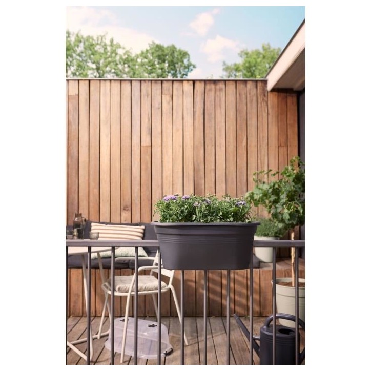 ELHO Balconniere GB Set De Cult - L 55 x B 28.5 x H 25 cm - Living Noir - 100% recyclé