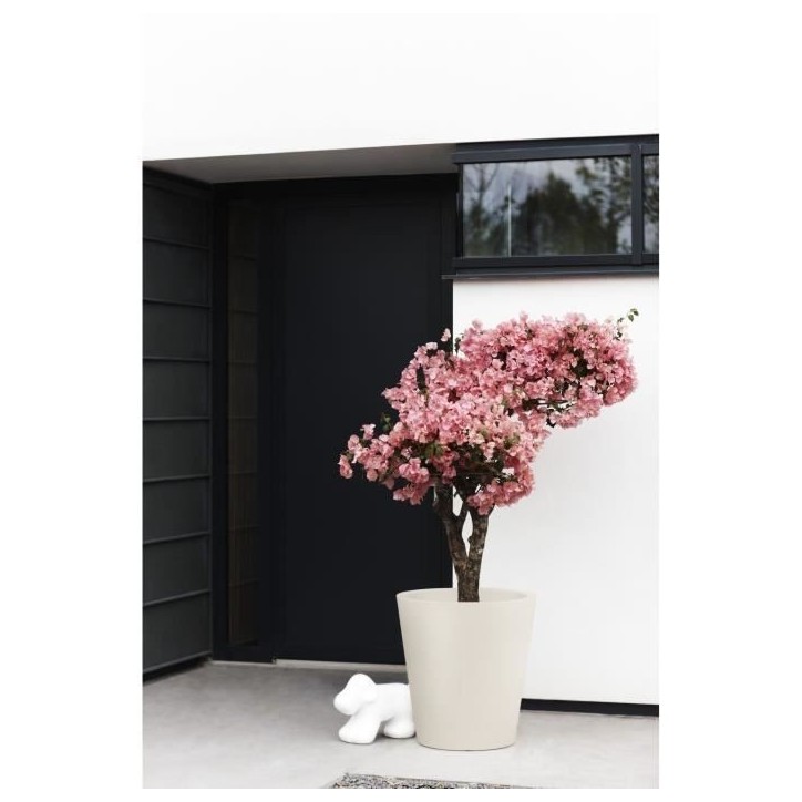 ELHO Pot de fleurs Pure Straight Rond 50 - Blanc Lin - Ø 49.5 x H 51 cm - 100% recyclé