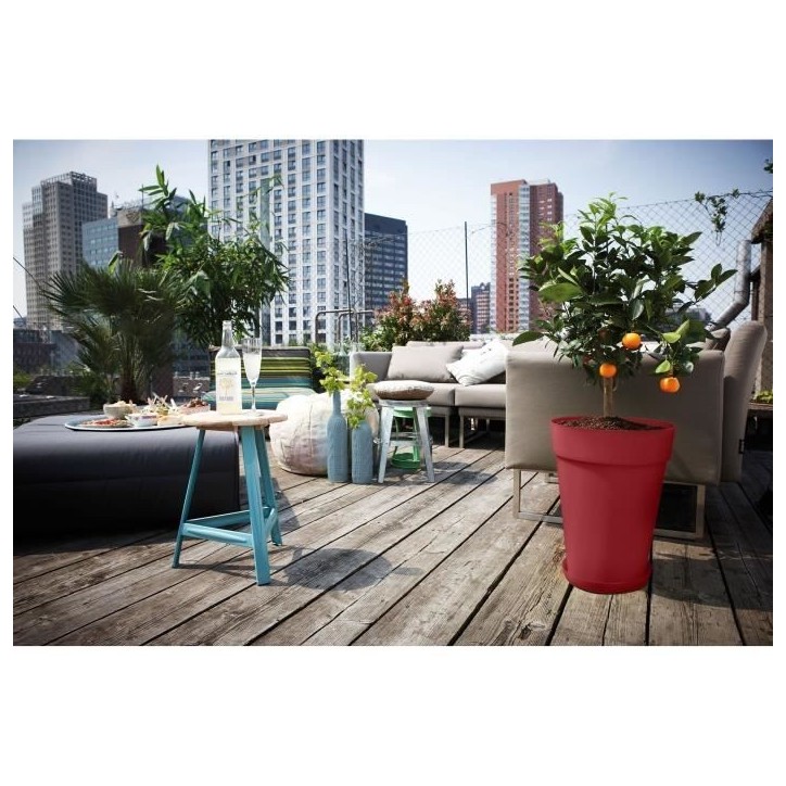 ELHO Pot de fleur Loft Urban Rond - Haut 42 - Rouge - Ø 42 x H 56 cm - Extérieur - 100% recyclé ELHO Pot de fleur Loft Urban Rond - Haut 42 - Rouge - Ø 42 x H 56 cm - Extérieur - 100% recyclé