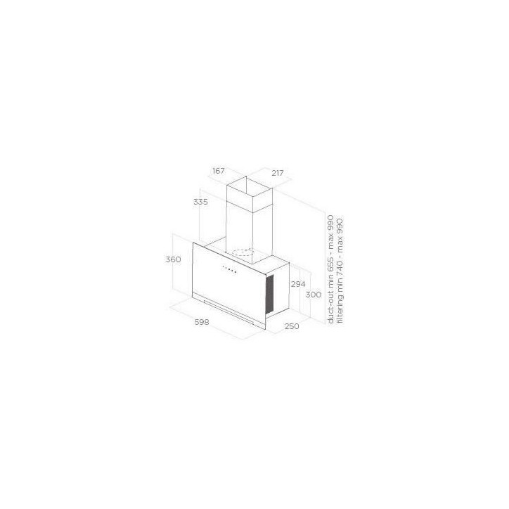 Hotte - ELICA - Aplomb - BL/A/60 - 58,8 x 65,5-99 x 25 cm - Verre noir / Gris anthracite Hotte - ELICA - Aplomb - BL/A/60 - 58,8 x 65,5-99 x 25 cm - Verre noir / Gris anthracite