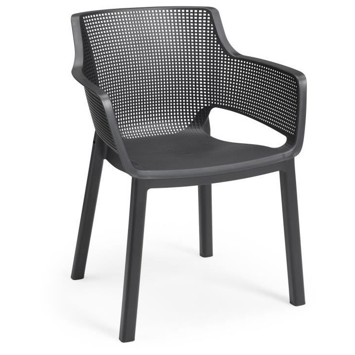 Lot de 6 fauteuils de jardin - Allibert by KETER - ELISA - En résine - Coloris : gris graphite Lot de 6 fauteuils de jardin - Allibert by KETER - ELISA - En résine - Coloris : gris graphite