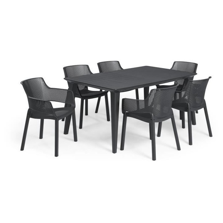 Lot de 6 fauteuils de jardin - Allibert by KETER - ELISA - En résine - Coloris : gris graphite Lot de 6 fauteuils de jardin - Allibert by KETER - ELISA - En résine - Coloris : gris graphite