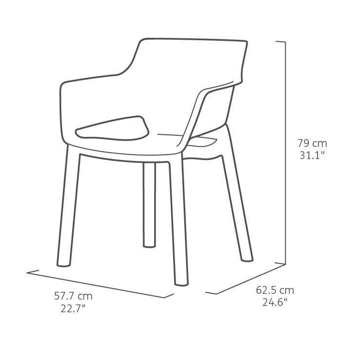 Lot de 6 fauteuils de jardin - Allibert by KETER - ELISA - En résine - Coloris : gris graphite Lot de 6 fauteuils de jardin - Allibert by KETER - ELISA - En résine - Coloris : gris graphite