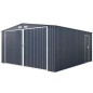 Abri de jardin / Garage en métal 16 m² - 380 x 420 x 232 - COMET - Kit d'ancrage, 2 portes coulissantes , 1 porte latérale Gr