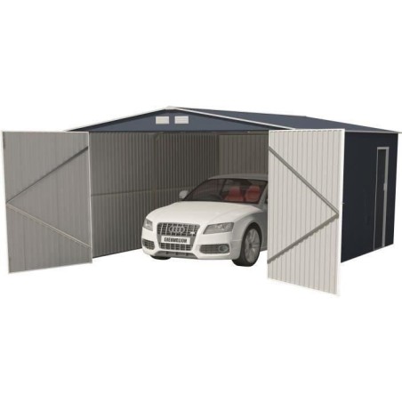 Abri de jardin / Garage en métal 18,2 m² - 380 x 480 x 232 - ORION Kit d'ancrage, 2 portes coulissantes frontale, 1 porte lat