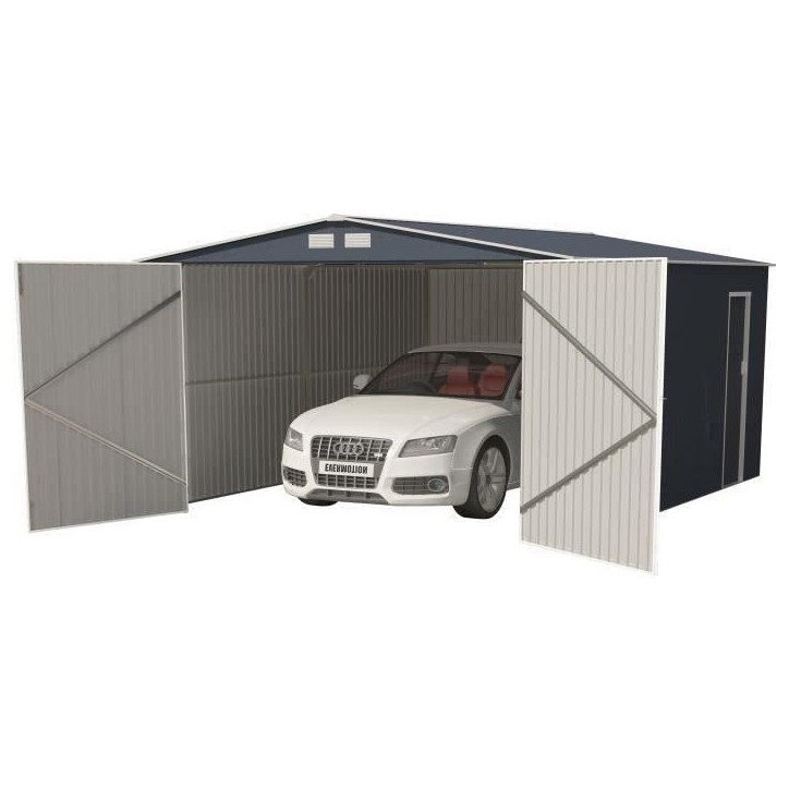 Abri de jardin / Garage en métal 18,2 m² - 380 x 480 x 232 - ORION Kit d'ancrage, 2 portes coulissantes frontale, 1 porte lat Abri de jardin / Garage en métal 18,2 m² - 380 x 480 x 232 - ORION Kit d'ancrage, 2 portes coulissantes frontale, 1 porte lat