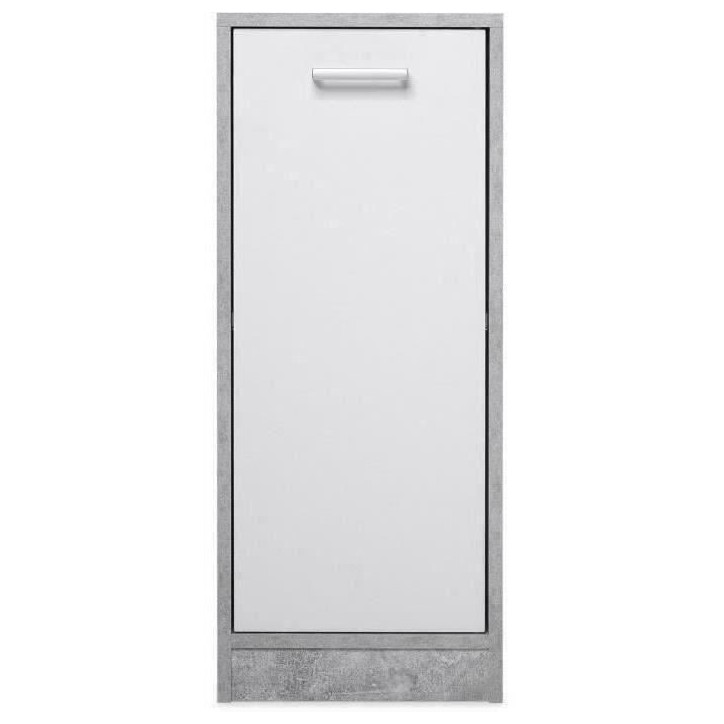 Salle de bain complete - Blanc et gris béton - 1 meuble sous lavabo + 1 étagere + 2 rangements bas - MADEIRA Salle de bain complete - Blanc et gris béton - 1 meuble sous lavabo + 1 étagere + 2 rangements bas - MADEIRA