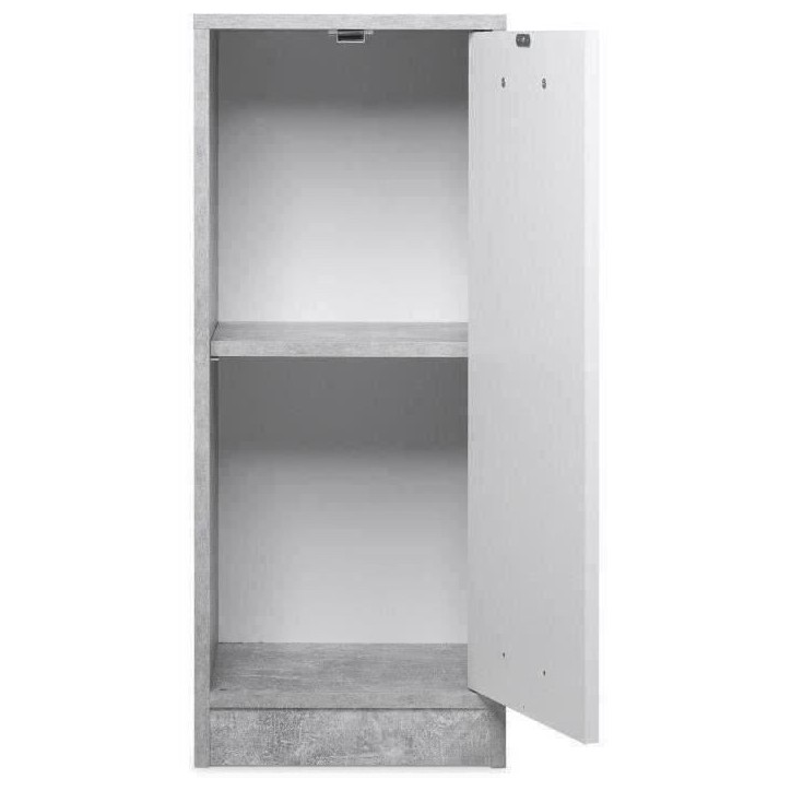 Salle de bain complete - Blanc et gris béton - 1 meuble sous lavabo + 1 étagere + 2 rangements bas - MADEIRA Salle de bain complete - Blanc et gris béton - 1 meuble sous lavabo + 1 étagere + 2 rangements bas - MADEIRA