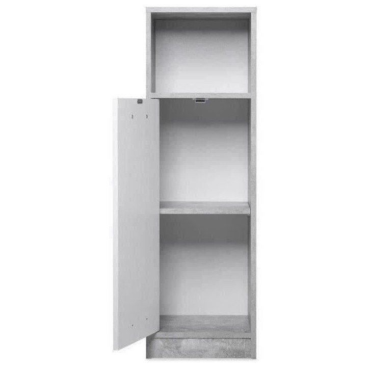 Salle de bain complete - Blanc et gris béton - 1 meuble sous lavabo + 1 étagere + 2 rangements bas - MADEIRA Salle de bain complete - Blanc et gris béton - 1 meuble sous lavabo + 1 étagere + 2 rangements bas - MADEIRA