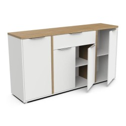 Ensemble Salon ACCESS : Table basse + Banc TV + Enfilade 4 portes - De