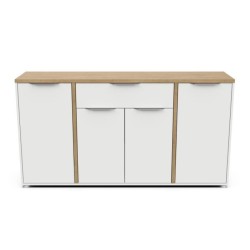 Ensemble Salon ACCESS : Table basse + Banc TV + Enfilade 4 portes - De