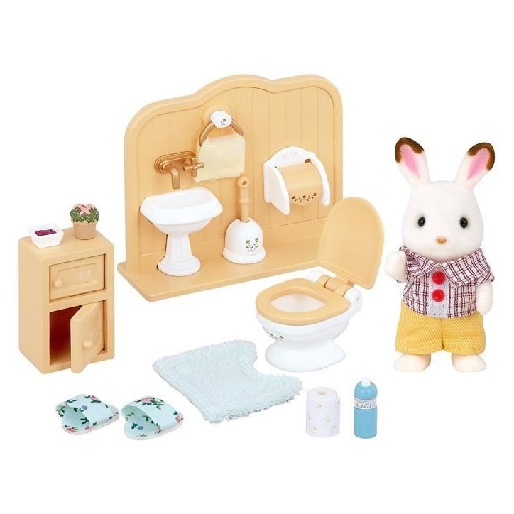 SYLVANIAN FAMILIES - 5015 - Frere Lapin Chocolat et Toilettes - Village - Mixte - 3 ans+ SYLVANIAN FAMILIES - 5015 - Frere Lapin Chocolat et Toilettes - Village - Mixte - 3 ans+