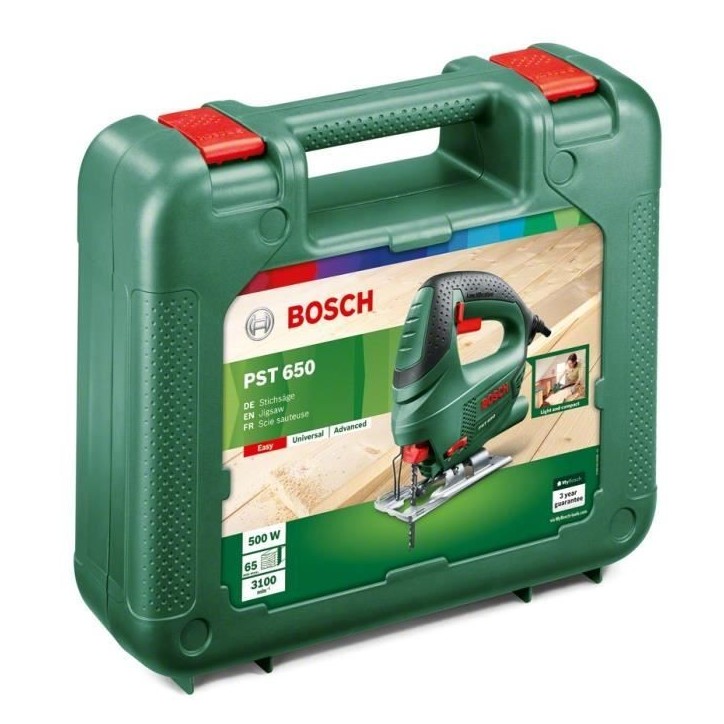 Scie sauteuse filaire BOSCH PST 650 CT 500W - Vert - PST 650 CT - Scie sauteuse - Electrique - Bois - 65 mm Scie sauteuse filaire BOSCH PST 650 CT 500W - Vert - PST 650 CT - Scie sauteuse - Electrique - Bois - 65 mm