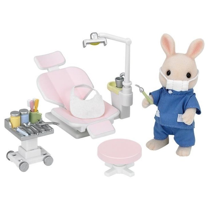 SYLVANIAN FAMILIES - Dentiste et Accessoires - Papa Lapin creme - 14 accessoires inclus