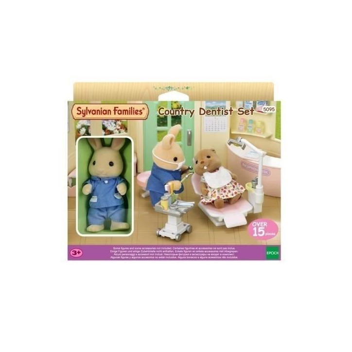 SYLVANIAN FAMILIES - Dentiste et Accessoires - Papa Lapin creme - 14 accessoires inclus