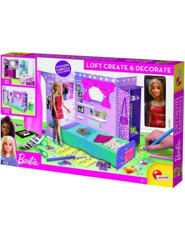 Loft a monter et a décorer éco responsable - Barbie - en carton rigide avec poupéé Barbie - LISCIANI