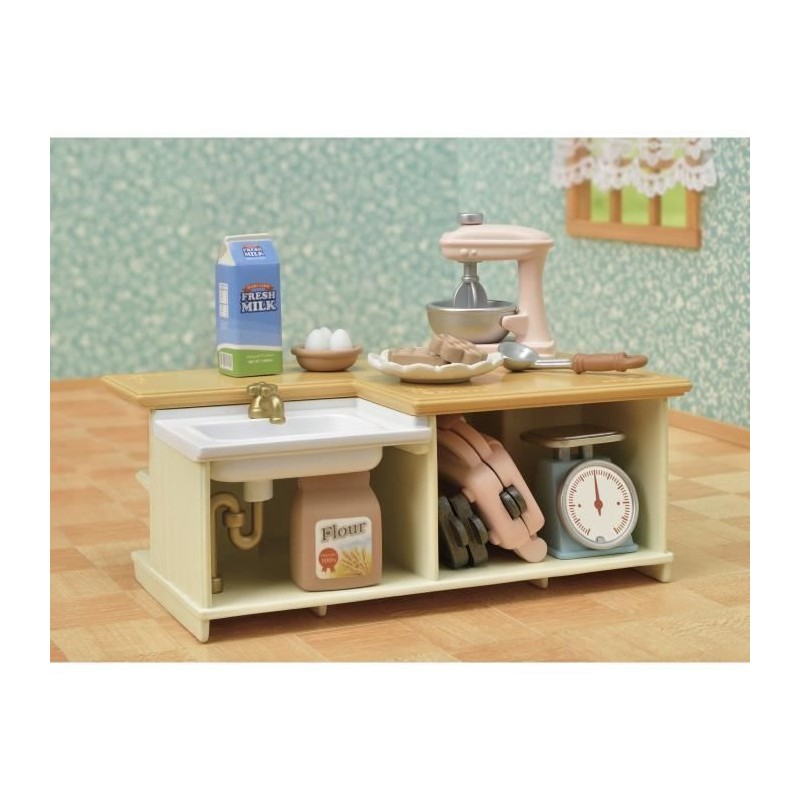 SYLVANIAN FAMILIES - Le meuble de cuisine et accessoires - Blanc - Chi SYLVANIAN FAMILIES - Le meuble de cuisine et accessoires - Blanc - Chi