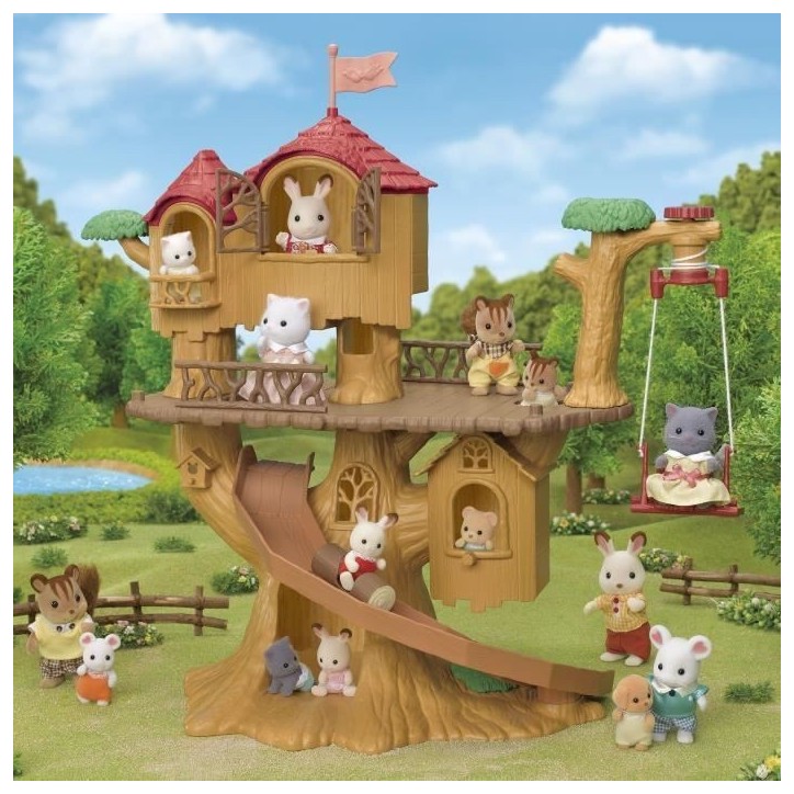 SYLVANIAN FAMILIES - Cabane dans les arbres - Vacances - Balançoire et toboggan pour bébés SYLVANIAN FAMILIES - Cabane dans les arbres - Vacances - Balançoire et toboggan pour bébés