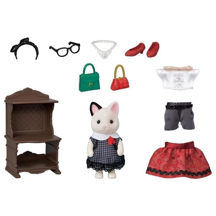 SYLVANIAN FAMILIES - La valisette de mode et grande soeur chat bicolore SYLVANIAN FAMILIES - La valisette de mode et grande soeur chat bicolore