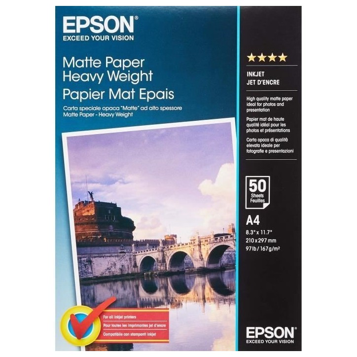Papier photo mat EPSON S041256 - 167g/m2 - A4 - 50 feuilles