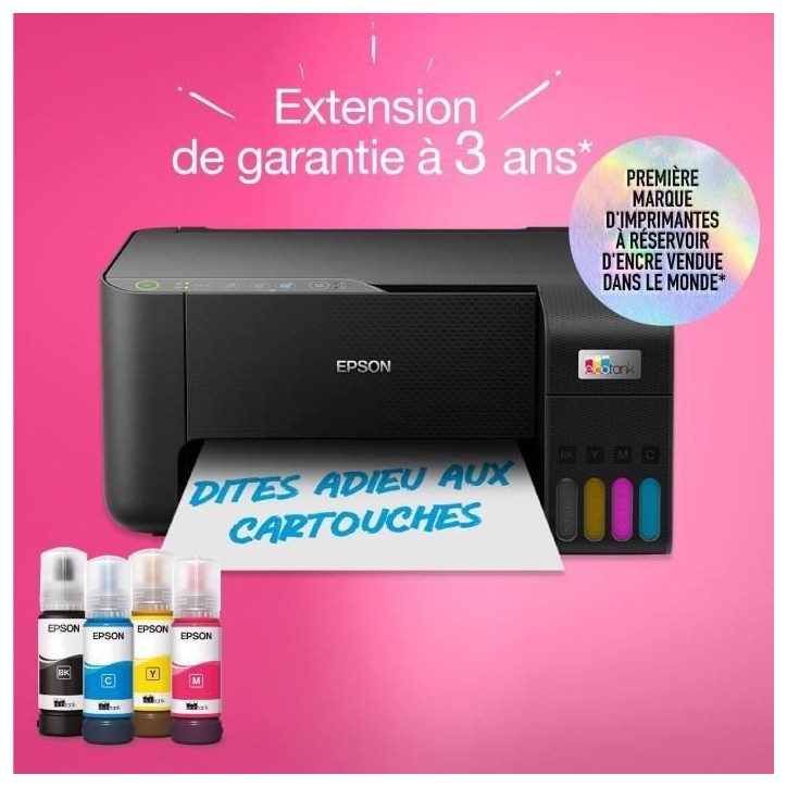 Imprimante multifonction A4 - EPSON - Ecotank ET-2860 - Wi-Fi - Equipée de réservoirs d'encre Imprimante multifonction A4 - EPSON - Ecotank ET-2860 - Wi-Fi - Equipée de réservoirs d'encre