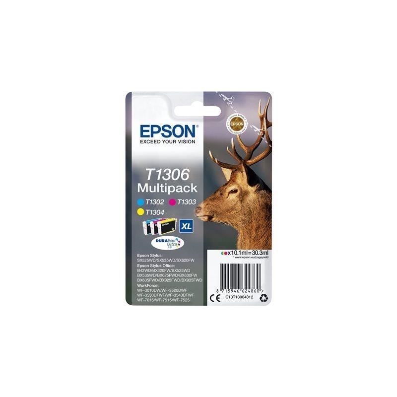 EPSON Multipack T1306 - Cerf - Cyan, Magenta, Jaune (C13T13064012) EPSON Multipack T1306 - Cerf - Cyan, Magenta, Jaune (C13T13064012)