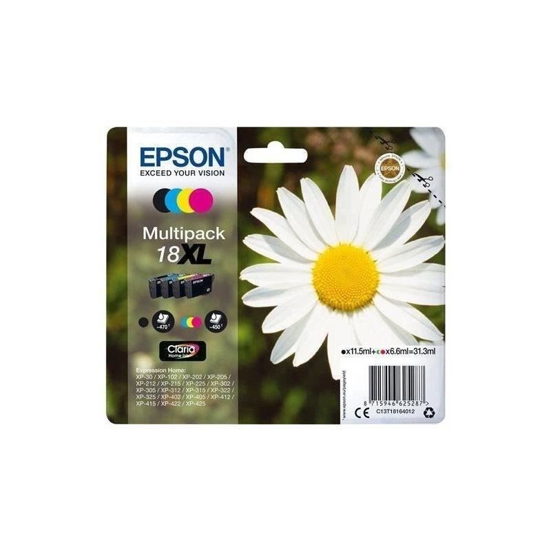 EPSON Multipack XL T1806 - Pâquerette - Noir, Cyan, Magenta, Jaune (C EPSON Multipack XL T1806 - Pâquerette - Noir, Cyan, Magenta, Jaune (C