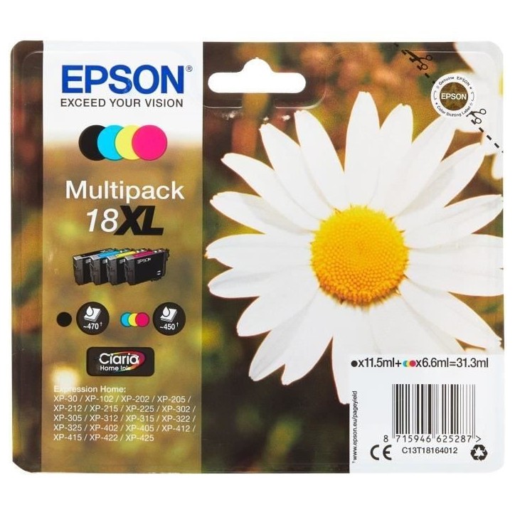 EPSON Multipack XL T1806 - Pâquerette - Noir, Cyan, Magenta, Jaune (C13T18164012)