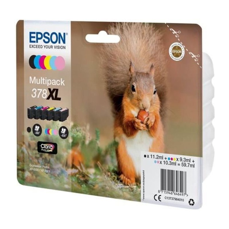 Cartouches d'encre Epson Multipack 378 XL - Noir, Jaune, Cyan, Magenta Cartouches d'encre Epson Multipack 378 XL - Noir, Jaune, Cyan, Magenta