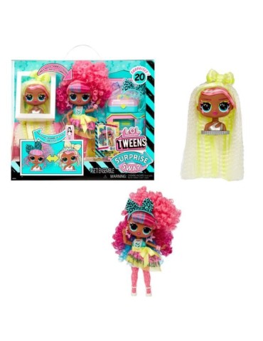 L.O.L. Surprise Tweens Surprise Swap Fashion Doll - Curls-2- Crimps Cora - 1 poupée Tweens 17cm, 1 mini tete a coiffer et des a