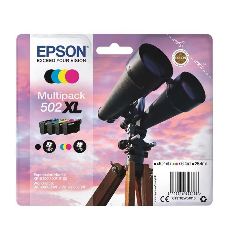 EPSON Multipack 502 XL - Jumelles - Noir, Cyan, Jaune, Magenta (C13T02 EPSON Multipack 502 XL - Jumelles - Noir, Cyan, Jaune, Magenta (C13T02