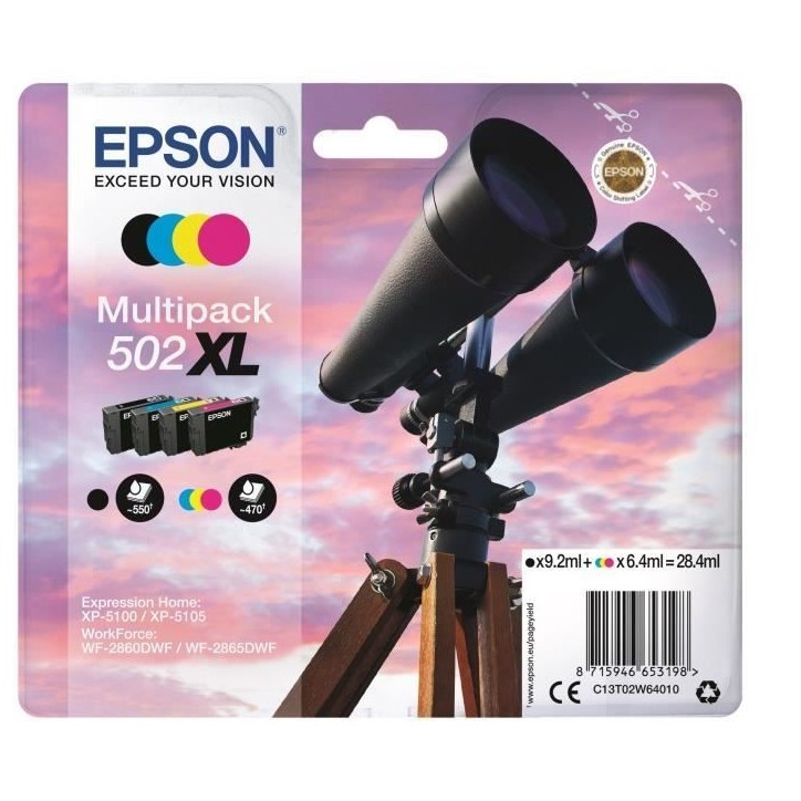 EPSON Multipack 502 XL - Jumelles - Noir, Cyan, Jaune, Magenta (C13T02W64020) EPSON Multipack 502 XL - Jumelles - Noir, Cyan, Jaune, Magenta (C13T02W64020)