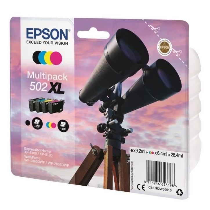 EPSON Multipack 502 XL - Jumelles - Noir, Cyan, Jaune, Magenta (C13T02W64020) EPSON Multipack 502 XL - Jumelles - Noir, Cyan, Jaune, Magenta (C13T02W64020)