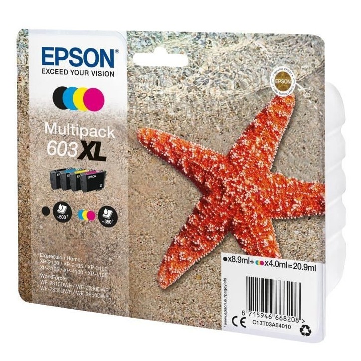 Kit d'encres EPSON Multipack 603 XL - Noir, Cyan, Magenta, Jaune