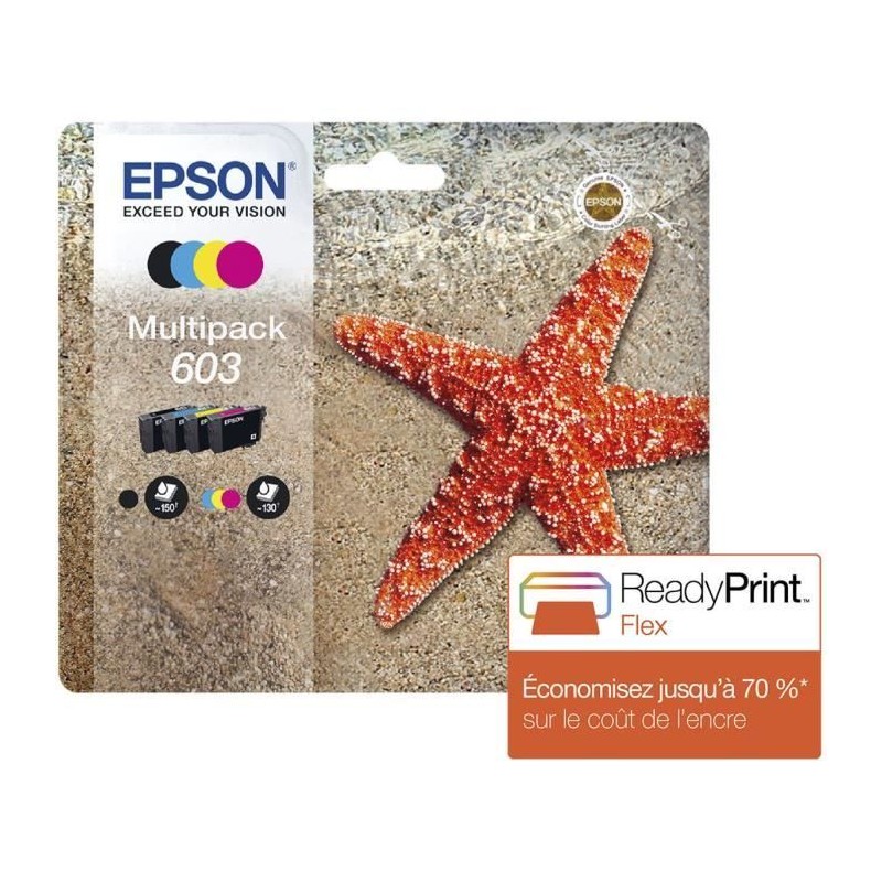 EPSON Multipack 603 - Etoile de mer - Noir, Cyan, Magenta, Jaune (C13T EPSON Multipack 603 - Etoile de mer - Noir, Cyan, Magenta, Jaune (C13T