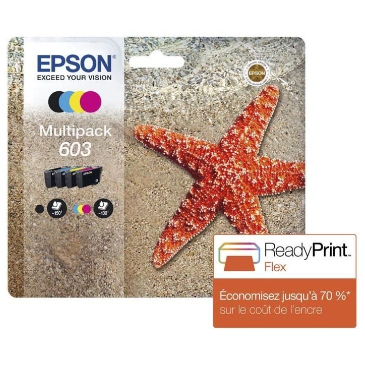 EPSON Multipack 603 - Etoile de mer - Noir, Cyan, Magenta, Jaune (C13T03U64010) EPSON Multipack 603 - Etoile de mer - Noir, Cyan, Magenta, Jaune (C13T03U64010)