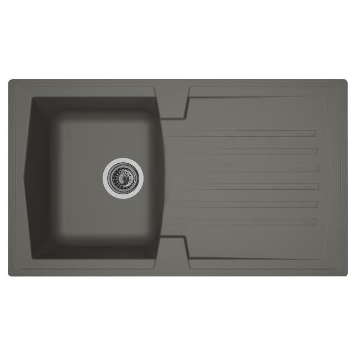 STRADOUR Evier cuisine a encastrer 1 bac + 1 égouttoir Arena - Résine - 86 x 50 cm - Gris béton STRADOUR Evier cuisine a encastrer 1 bac + 1 égouttoir Arena - Résine - 86 x 50 cm - Gris béton
