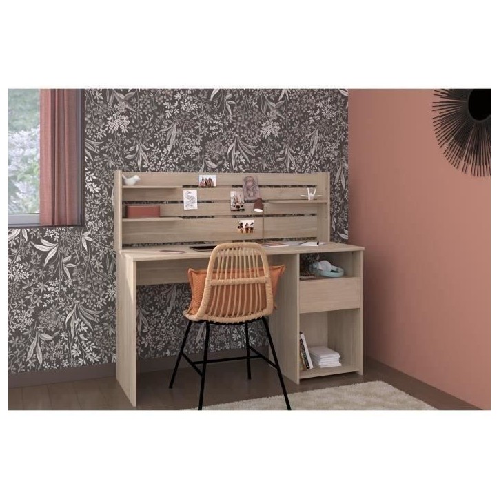 Bureau avec réhausse ESCALE - Décor chene - L 138 x P 60 x H 120 cm - PARISOT Bureau avec réhausse ESCALE - Décor chene - L 138 x P 60 x H 120 cm - PARISOT