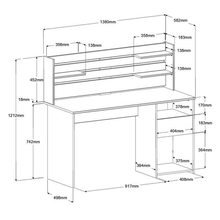 Bureau avec réhausse ESCALE - Décor chene - L 138 x P 60 x H 120 cm - PARISOT Bureau avec réhausse ESCALE - Décor chene - L 138 x P 60 x H 120 cm - PARISOT
