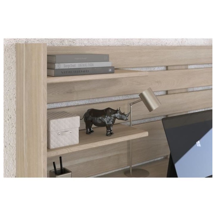 Bureau avec réhausse ESCALE - Décor chene - L 138 x P 60 x H 120 cm - PARISOT Bureau avec réhausse ESCALE - Décor chene - L 138 x P 60 x H 120 cm - PARISOT