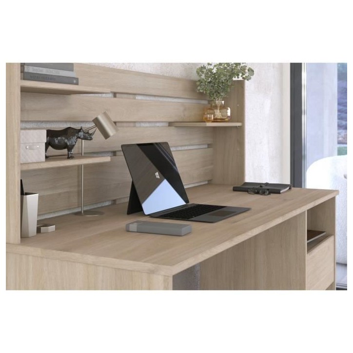 Bureau avec réhausse ESCALE - Décor chene - L 138 x P 60 x H 120 cm - PARISOT Bureau avec réhausse ESCALE - Décor chene - L 138 x P 60 x H 120 cm - PARISOT