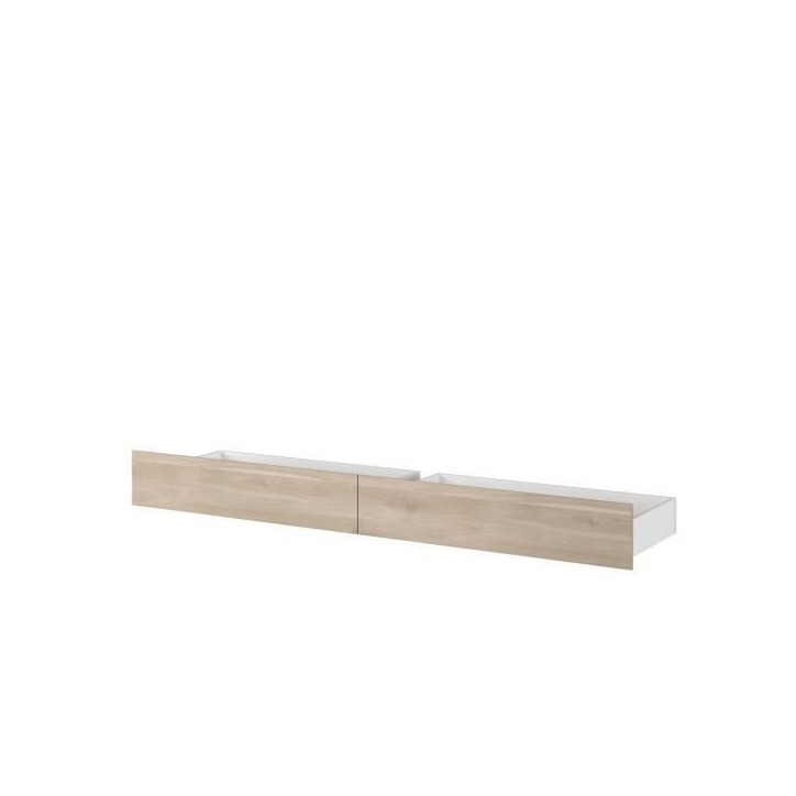 ESCALE Lit adulte 140x190 / 200 cm - Tete de lit + 2 tiroirs - Décor chene du Japon - PARISOT