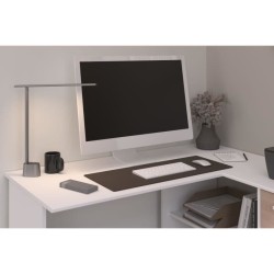 PARISOT Bureau d'angle 3 tiroirs - Décor Blanc / Chene - 121,2 x 74,5