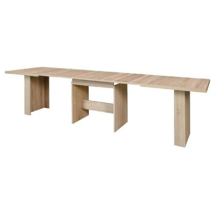 Table a manger extensible de 6 a 12 personnes style contemporain décor chene Sonoma - DINING - L 140-273 x l 90 cm Table a manger extensible de 6 a 12 personnes style contemporain décor chene Sonoma - DINING - L 140-273 x l 90 cm